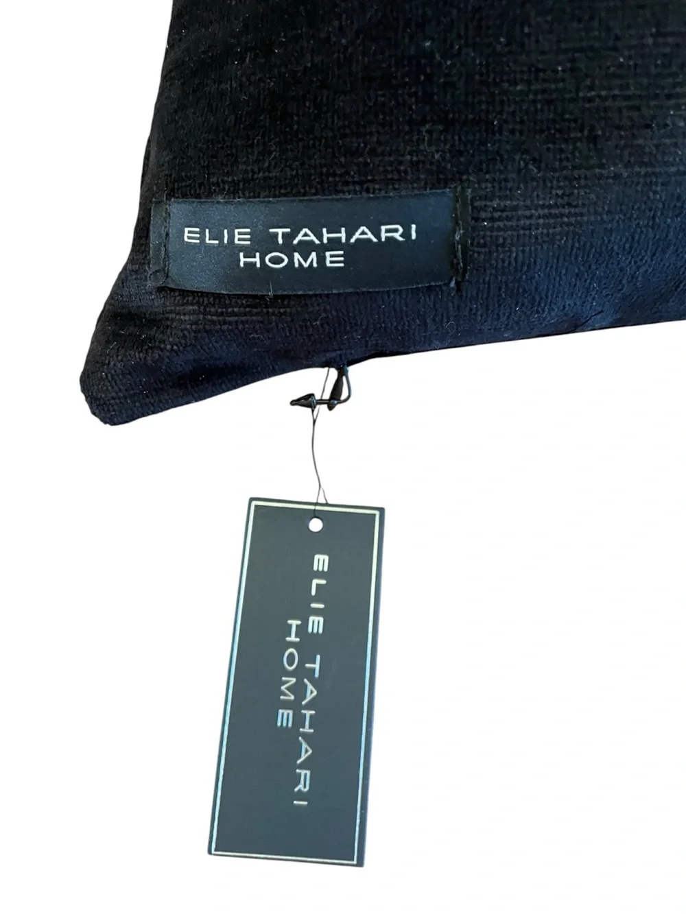 Elie Tahari Home Black Velvet Lumbar Throw Accent Pillow Decorative NWT